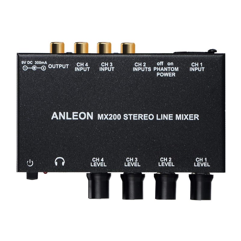 ANLEON Stereo Line Mixer four channel mixer, microphone XLR RCA mixes audio - Image 1